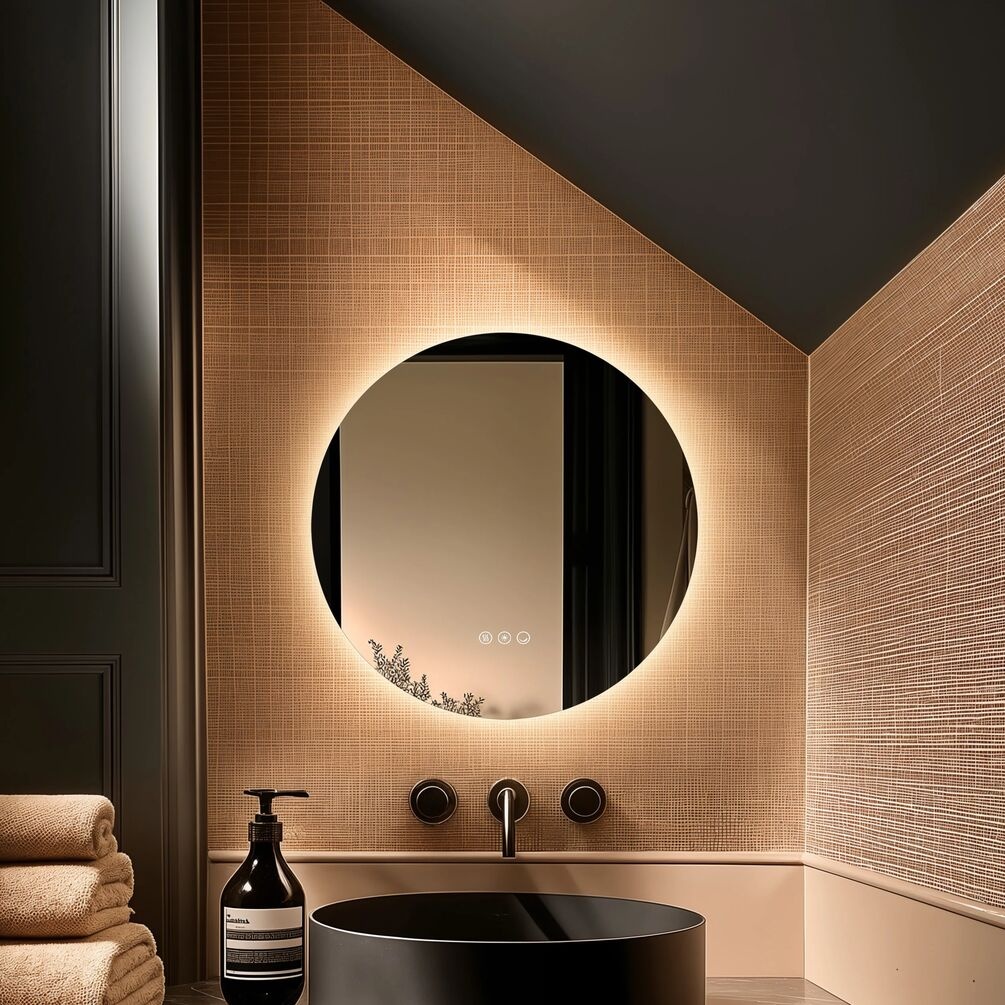 Lifestyle image of Origins Living Claris 500mm Round LED Mirror